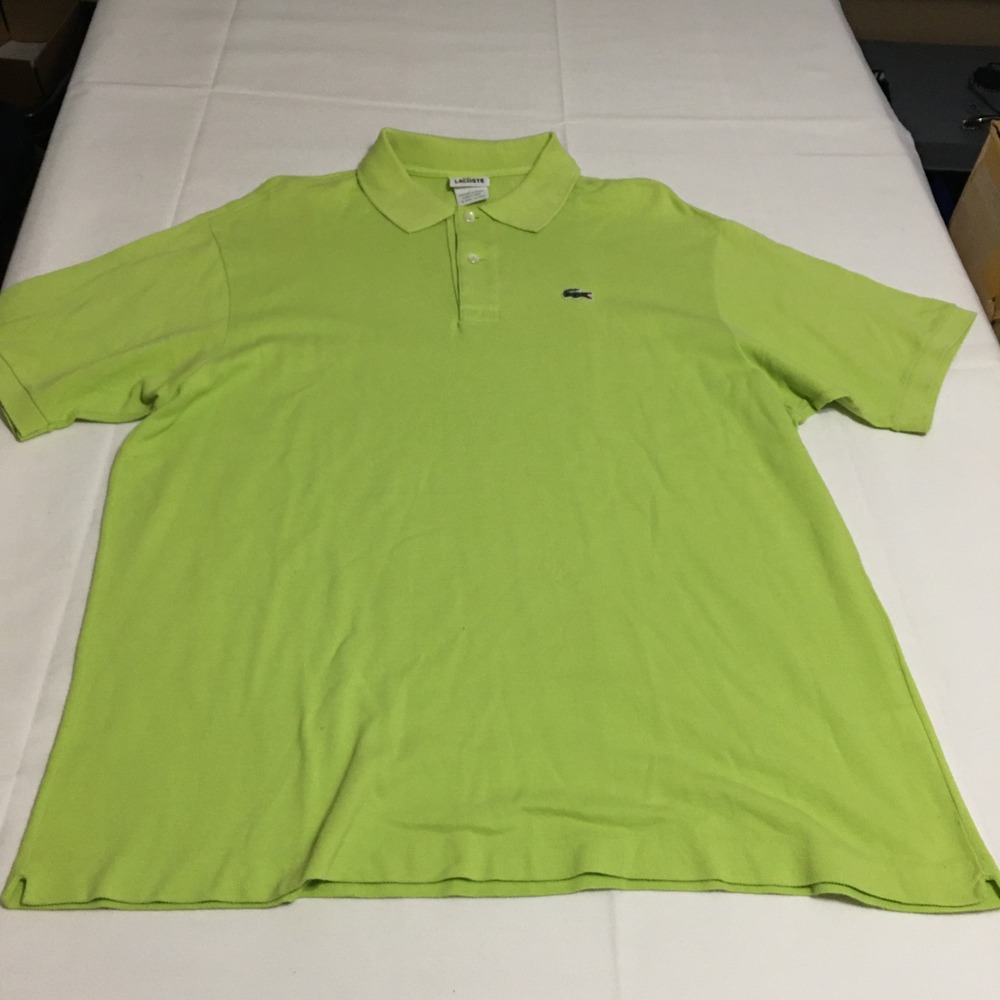 Lacoste Polo Shirt Mens Size 7 2XL Lime Green Short Sleeve Pique